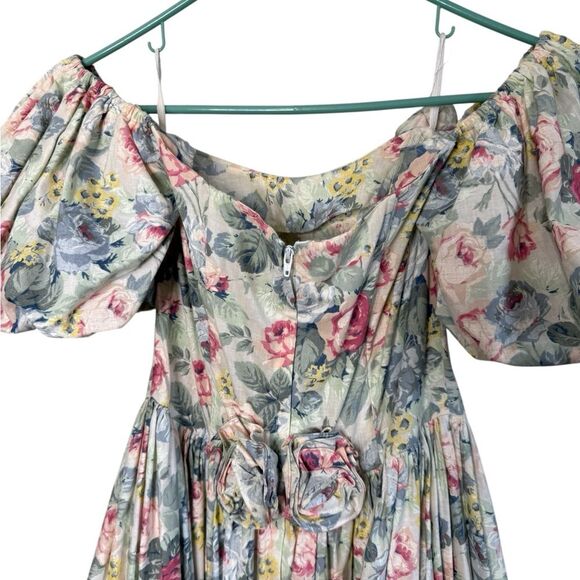 Vintage Jessica McClintock Bridal Rose Print with Rosette Detail Dress size 0 - Picture 7 of 10